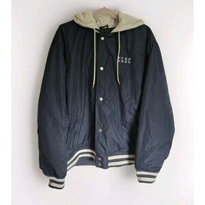 CLSC Life Streetwear Mens Jacket Coat Size XL Navy Blue Gray Letterman Varsity